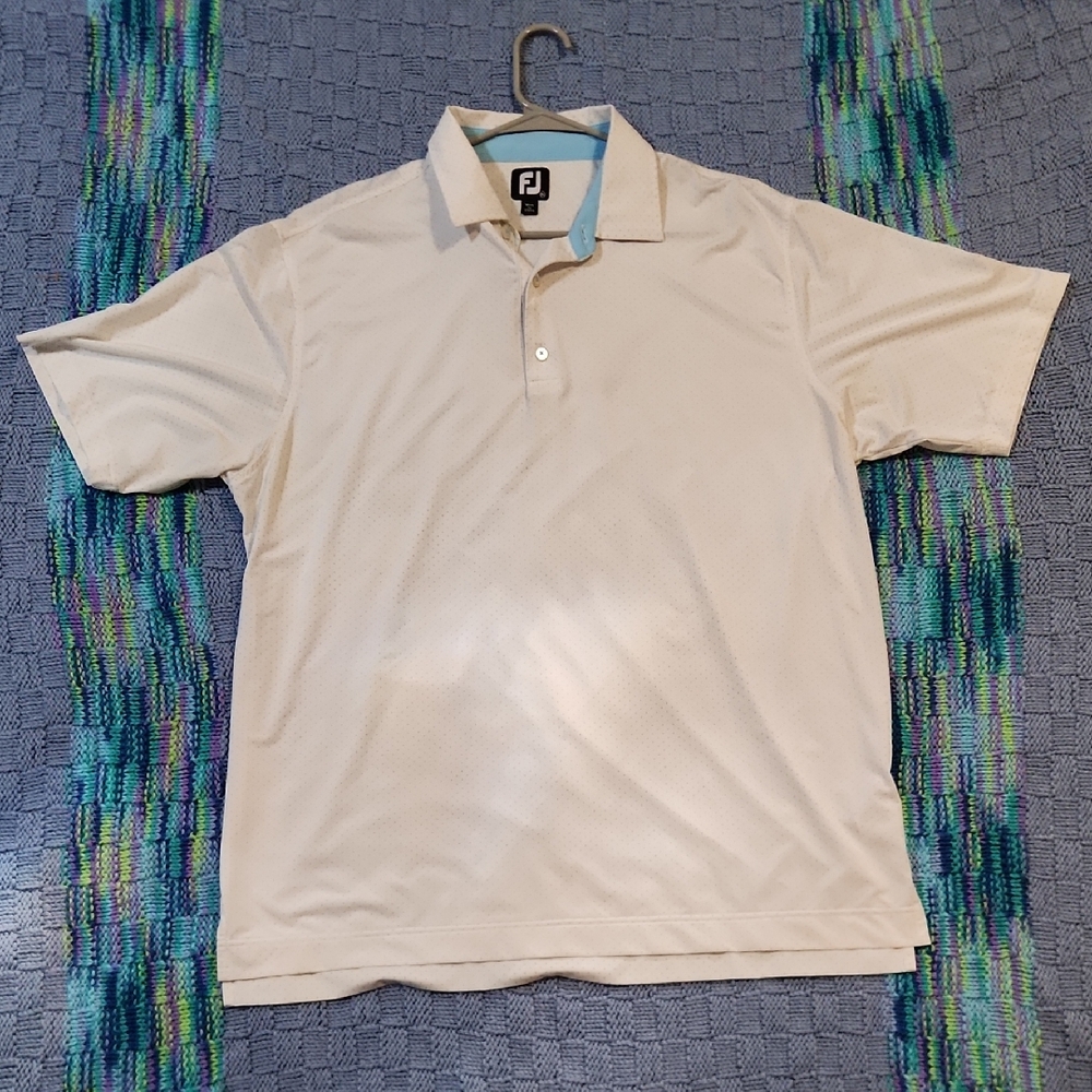 Men's Footjoy White And Blue Polo Shirt